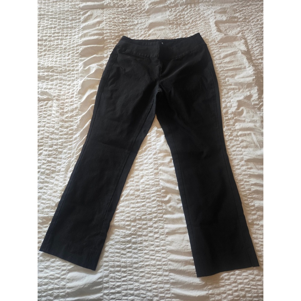 NIC+ZOE Black Straight Leg Stretch Knit Pull On Trousers Pants Womens 4